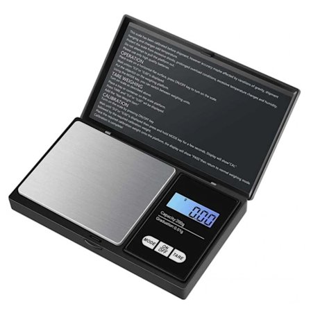 Bærbar digital lommevekt/minivekt/smykkevekt (0,01-200g) Svart