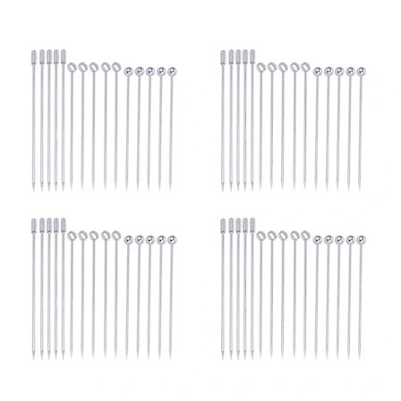 60x Cocktailpinner i rustfritt stål Martini Picks Sett Sølv