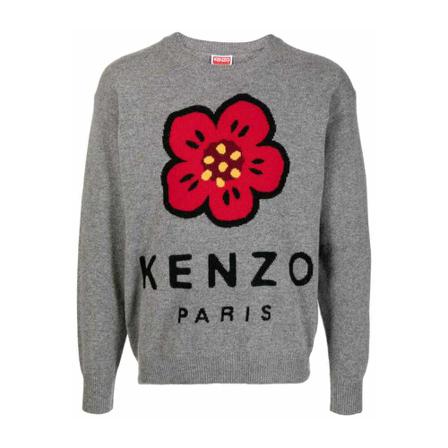 Kenzo Round-neck Knitwear , Grijs , Heren , Maat: L Truien & Vesten