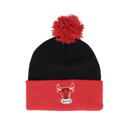 Mitchell & Ness - NBA Schwarz pom Mütze - Chicago Bulls Two Tone Pom Beanie Black/Red Pom @ Hatstore