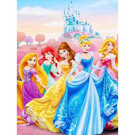 AUCRSOZK DIY 5D Prinsesse Full Diamant Rund Stein HD Lerret Diamant