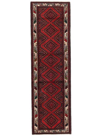 Zagheh Rug Hand Knotted 88X290 Runner Black/Dark Red Persia