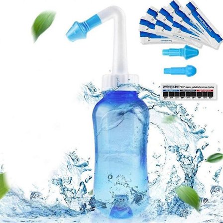 Sinus Rinse 300ml Neti Pot Sinus Rinse Kit med 30 Påsar Nässkölj Salt och Termometerklistermärke Nasal Sinus Rinse Kit för Vuxna Barn (300ml)