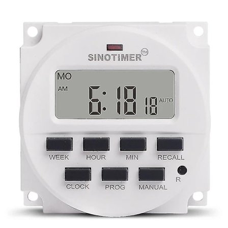 Sinotimer 15,98 tommer LCD digital timer 12V DC 7-dagers programmerbar timer Tm618n-4 mai.5_tfrf