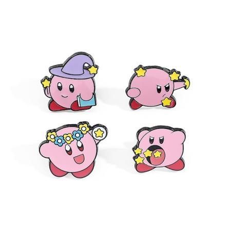 4-pak Kawaii Kirby emaljepinner søte tegneserie jakkemerke klær tilbehør DIY håndverk dekorasjon gaver for kvinner jenter