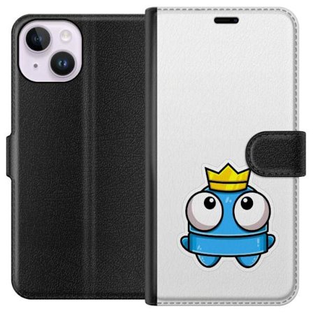 Kompatibel Tegnebogsetui til Apple Apple iPhone 14 Blå tegnet figur med krone og store øjne i legende kongelig stil