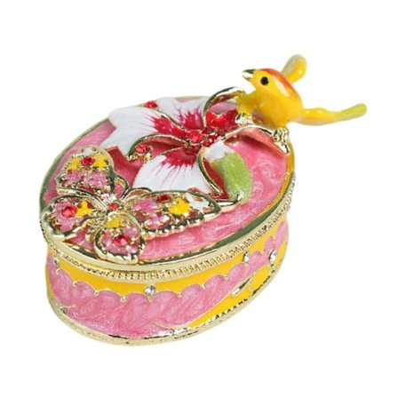 Emailleret smykkeskrin med hængsel, statueorganisator til festgaver, damehalskæde, grøn (pink)