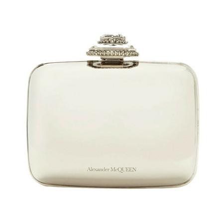 Alexander McQueen, Mini Metal Clutch Bag Grijs, Dames, Maat:ONE Size