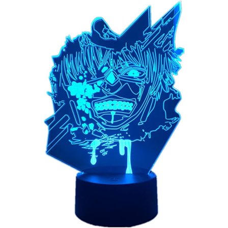 3D Natlys Anime Ken Kaneki Figur Akryl LED Illusion Lampe til Soveværelses Dekoration Bordlampe USB 7/16 Farver Fjernbetjening Berøringskontakt