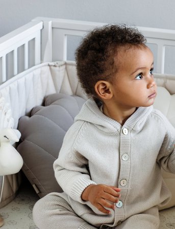 Cam Cam Copenhagen Cot Bumper W/ Harlequin Embroidery - Cream - ONE SIZE