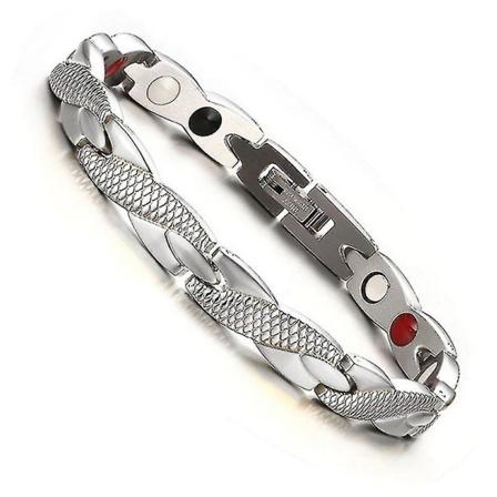 Magnetisk terapiarmband Elegant stålarmband Smycken Terapeutisk slinga och guldpläterad, silver, hane