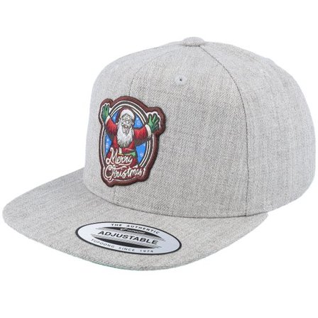 Ho-Ho-Hats - Grå snapback Keps - Kids Merry Christmas Santa Heather Grey Snapback - Kiddo Cap @ Hatstore