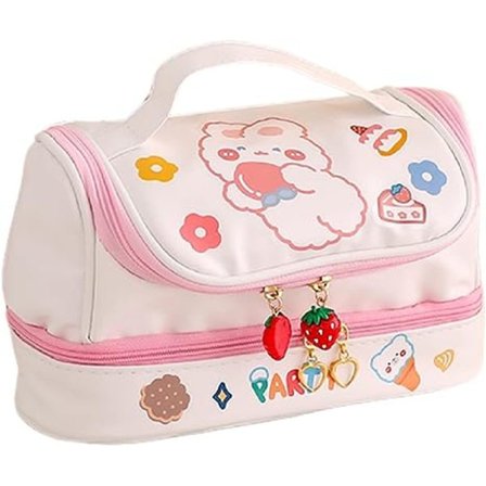 Stor kapacitet blyantsæske bærbar lynlås blyant pung dobbelt lynlås opbevaringspose sød håndholdt brevpapir taske kreativ brevpapir blyant taske til 