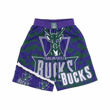 Mitchell & Ness, basketball shorts nba jumbotron 2.0 mesh short hardwood classics milbuc Paars, Heren, Maat:L