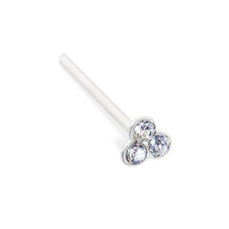 1 st. Näspiercing i 925 Sterlin silver med 3 strass stenar