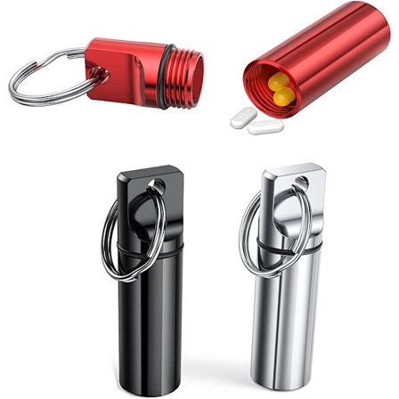 Vandtæt Pilleæske Lille Nøglering Metal Pilleæske til Udendørs Brug, ZQKLA