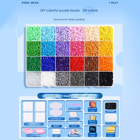 2,6 mm Mini Sikringsperlesett 14000 Deler Flerfarget DIY Håndverkssett for Pikselkunst (24 Farger)