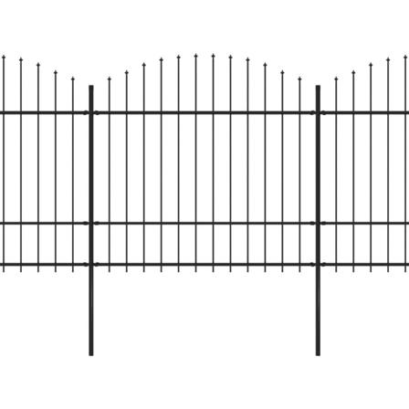 Vidaxl Trädgårdsstaket Med Spjuttopp Stål (1,5-1,75)x6,8 M Svart Svart