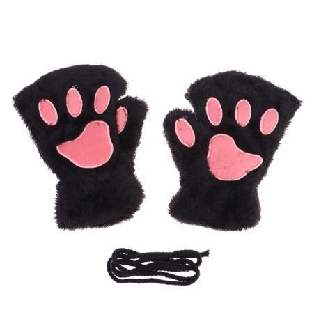 E Cat Paw Fingerlösa Handskar Varm Mjuk Plysch Fingerlös Handske