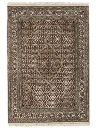 Hand Knotted Tabriz Royal Rug 142X204 Brown/Black