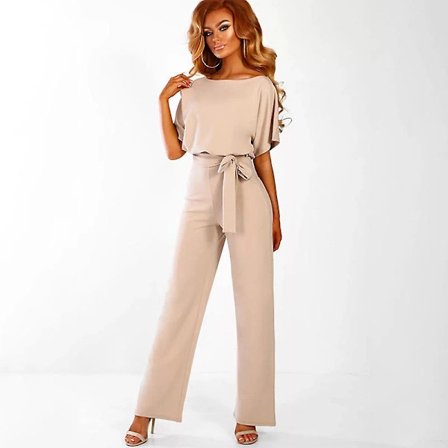 /EA/Dame Jumpsuit Casual Vida Ben Dame Aftonfest Lang Playsuit Aprikos-max