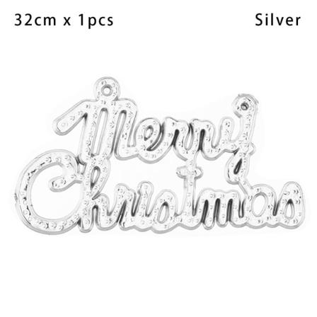 Merry Christmas Anheng Hengende Ornament Sølv 32cm X 1stk