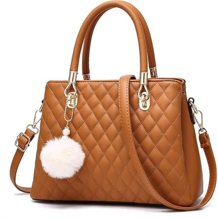 Dame Læder Håndtasker Punge Top-håndtag Totes Satchel Skuldertaske til Damer med Pompon