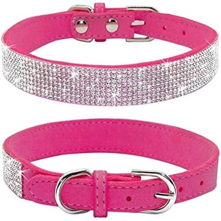 Rhinestone-koiranpanta, söpö häikäisevä kimmeltävä pehmeä mokkanahasta koira-kissanrhinestone-panta kristallitimantti lemmikkikoirapentupanta (kuuma 