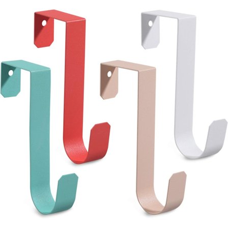 4-delt dørkrog, robuste metal enkelt dørkrog, 4 farver dørkrog til ophængning, håndklæder, tøj, badeværelse, holder 7 lbs (hvid, orange, abrikos,
