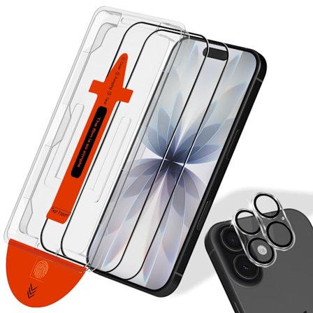 2-PACK iPhone 17 Skærmbeskytter & 2-PACK linsebeskytter - Hærdet Glas | [Automatisk Installation] - Boblefri