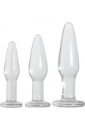 Glass Anal Training Trio 3 Clear Butt Plugs - Woome.pl