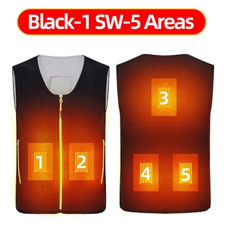 USB Opvarmet Vest Mænd Kvinder Genopladelig Opvarmning Selvoppvarmende Vest Fleece Elektrisk Opvarmet Jakke Tøj Termisk Veste Y05 Black-5 Areas XXXL