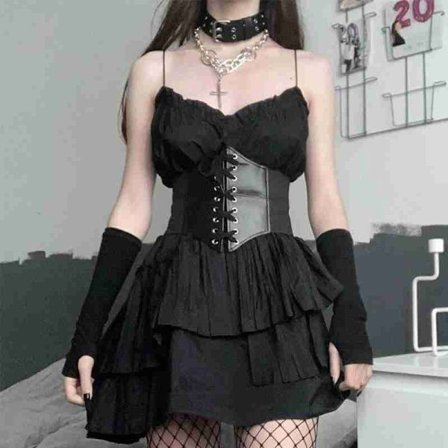 1 Stk Gothic Dark Lace Up Kvinne Midje Korsett Belte Bred PU Leath