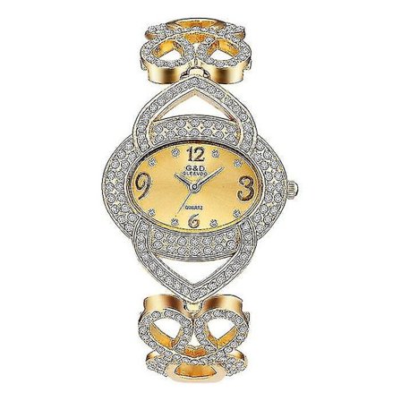 Luksuriøse Dameure Diamant Guld Armbåndsur (Guld Hvid)