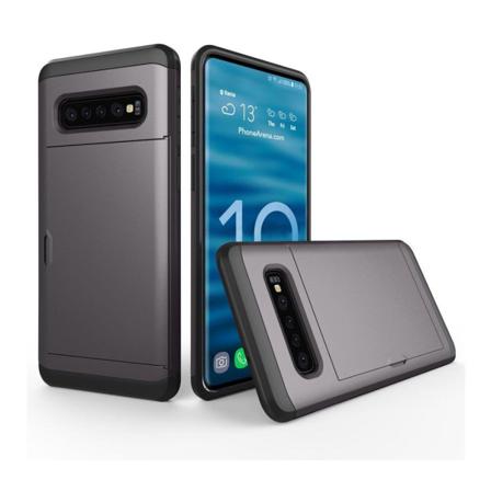 Samsung Galaxy S10 Korthållare Hybrid Fodral - Grå