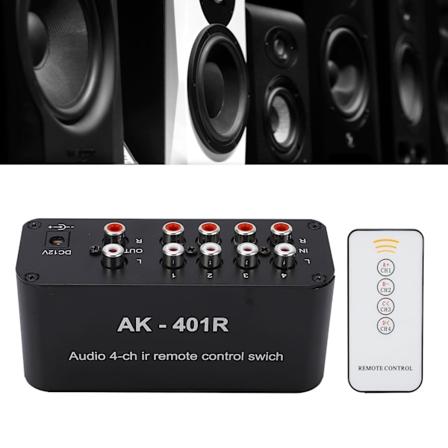 Audioswitch 1 Inn 4 Ut DC 12V RCA Signalvelger Audiosplitter med Fjernkontroll