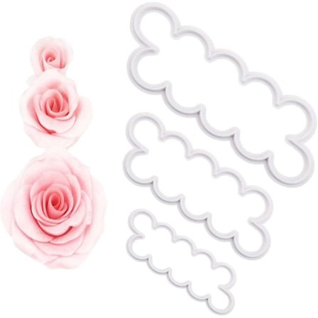 3 sett med rosekutter fondant blomster kakeform