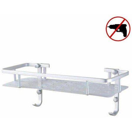 Enkelt eller dobbelt niveau brusehylde kurv hylde med kroge til ophængning af svamp og barbermaskine