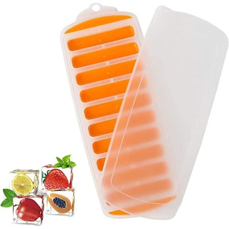 Silikonform for isbiter med lokk, lettslupne isformer i silikon for whisky, cocktails, is, frukt, drikker