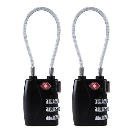 2 stk Rejsebagage Låse Bagage Låse TSA Lås Låse Kuffert Resettable Låse Sort 2 stk