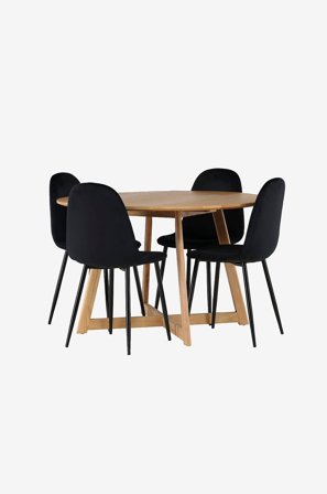 Venture Home - Spisegruppe Yadikon med 4 stk. stole Polar - Brun - Spisebordssæt 4 personer - Fra Homeroom