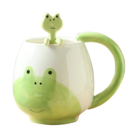 Morsomme froskekopper søte kaffekopper froskekopper keramikk med skjeer og underlag 420ml kaffekopper froskekopper espresso kaffekopper