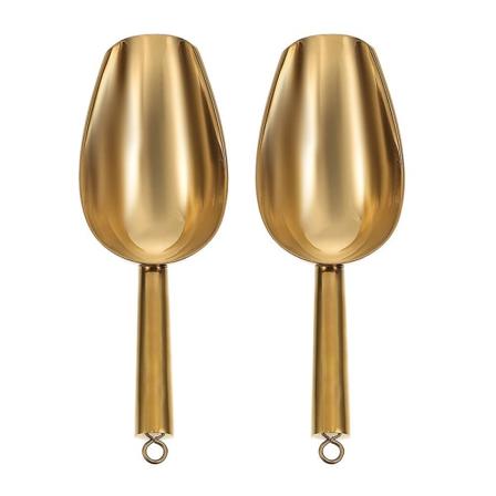 2 stk. Rustfrit Stål Ske Spiseske Rustfrit Stål Iskegle Fryserkegle Badesaltkegle Popc Golden 18.5x4cm