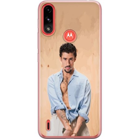 Yhteensopiva Puhelinkuori Motorola Moto E7 Power Bad Bunny Super Bowl-inspiroima grafiikka, jossa NFL-trofe ja San Franciscon silta urheilusuunnittelu