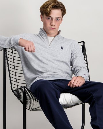U.S. Polo Assn. DHM LB 1/4 Zip Grå Trøjer Dreng - Kids Brand Store