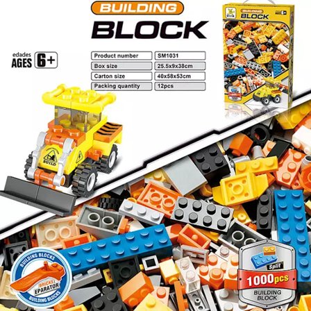 Byggklossar 1000 - pack färg gul