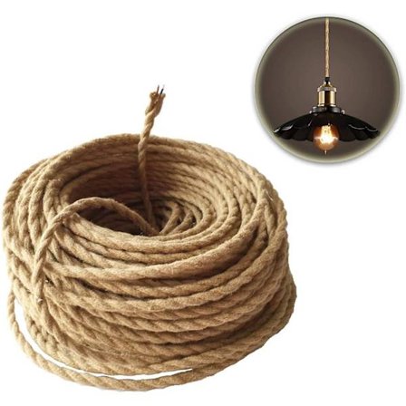 Retro Tekstilbelagt Elektrisk Ledning Tvinnet Flettet Hamptau Kabel 2 Kjerner (2x0.75mm) For Hengelampe Tilbehør 5m