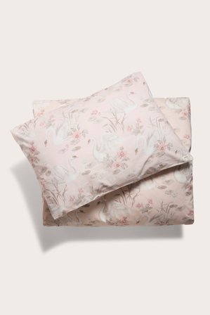 Newbie | Bäddset med svanar 150x200 | Ljusrosa