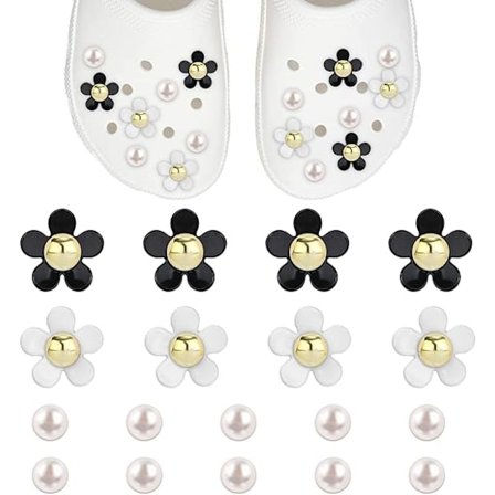 18 stk. perle- og blomster-crocs-charms, sko-charms-tilbehør til kvinder