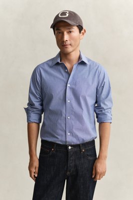GANT - Stripete stretchpoplinskjorte til herre college blue